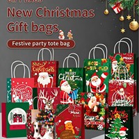 Sacs cadeaux de Noël personnalisés en papier kraft écologique, fond carré, imprimé Père Noël, pour cadre photo, emballage de bougies, petit MOQ