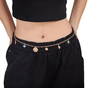 Chaîne de taille bohème européenne pour l'été, avec pendentifs étoile de mer et coquillages, chaîne de corps pour femme, couleur or - Product Image 6