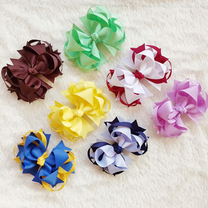 Lazos de cinta de grogrén sólidos de 4.5 pulgadas para niñas, con pinzas de cocodrilo, accesorios para el cabello para bebés. - Product Image 4