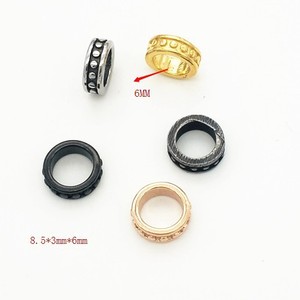 Cuentas espaciadoras redondas de acero inoxidable yunnique de 8,5x3x6mm para fabricación de pulseras, componentes de joyería - Product Image 1
