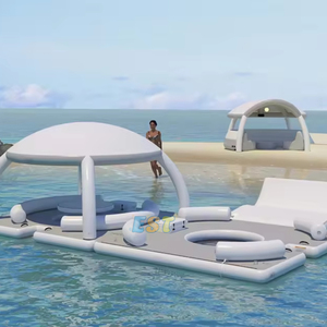 Luftdichte PVC-Wasserparty Aufblasbare Schwimmende Bootsplattform Sofa Luftliege Plattform Mit Zelt Aufblasbare Schwimmende Insel - Product Image 3