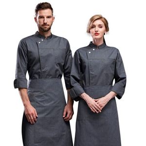 เสื้อเชฟสีขาวลายเส้นสีส้ม ชุดยูนิฟอร์มทันสมัยสำหรับพนักงานร้านอาหารและโรงแรม ครัวทำอาหาร เสื้อเชฟรักษ์โลก - Product Image 1