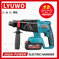 Marteau perforateur rotatif sans balais 4500W 20mm avec poignée auxiliaire pour le perçage de murs en béton, la construction et les réparations domestiques