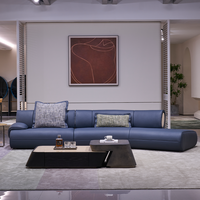 Ensemble de canapés de salon de luxe moderne en forme de I, canapé modulaire en cuir véritable, meubles en cuir véritable
