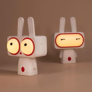 Cute <b>Rabbit</b> Atmosphere Sleep Timing Night Light Eye Caring Bunny Sleeping <b>Table</b> <b>Lamp</b> Battery Operated Warm White LED ABS Home - Product Image 5