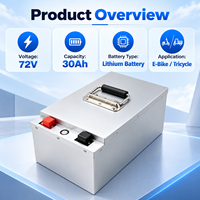 Paket Baterai Lithium Ion 72V 30Ah OEM Pabrik dengan BMS Pintar, Dapat Diisi Ulang untuk Sepeda Motor Listrik, Skuter, Roda 2, Roda 3, dan Tricycle