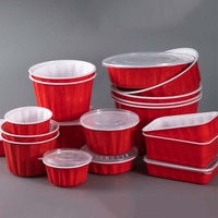 Bol jetable rond 520-1750 ml, rouge et blanc, en plastique PP, conteneur alimentaire bicolore, calibre 180, pour la restauration