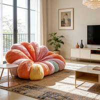 Grand fauteuil rembourré géant multicolore confortable et luxueux, fauteuil inclinable individuel d'intérieur, design soleil, pouf ottoman, lit pour jeux vidéo
