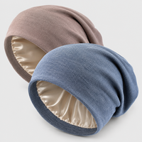 Bonnet d'hiver doux en tricot satiné, style décontracté, protection des cheveux anti-frisottis, idéal pour les cheveux bouclés naturels, bonnet de nuit pour salon de beauté