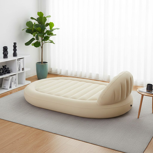 Modern Inflatable Lounge <strong>Sofa</strong> <strong>Bed</strong> Flocked <strong>Air</strong> Mattress with Backrest Portable Blow up Daybed for Outdoor Camping Living Room - Product Image 3