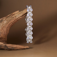 Bracelet tennis double rang en argent sterling S925 plaqué platine de luxe, avec tanzanite naturelle taille goutte et diamants, vente en gros