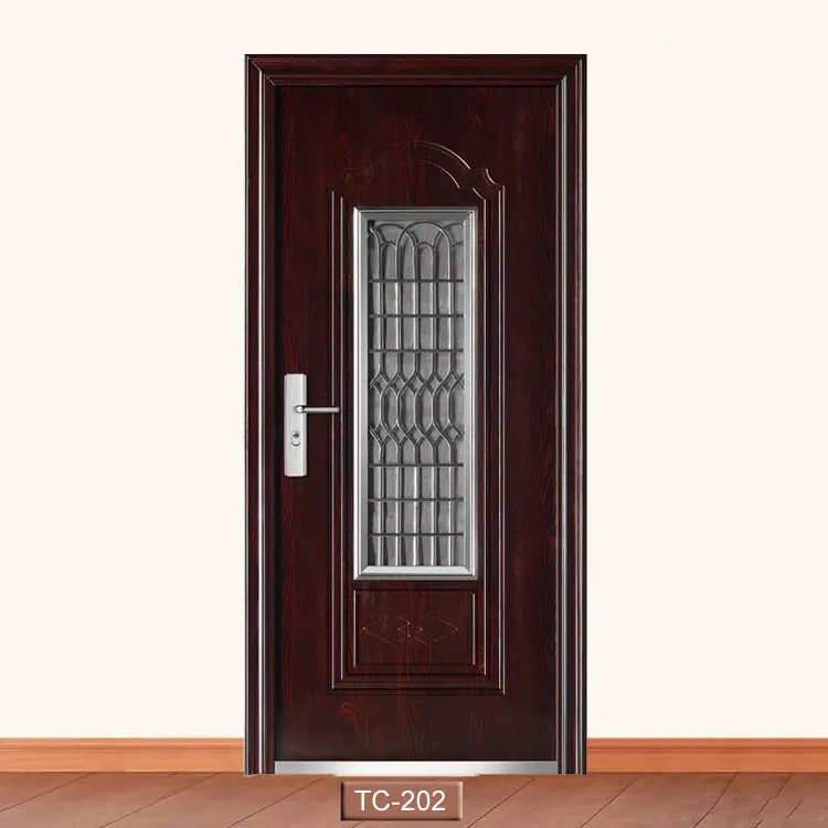लकड़ी के मुख्य दरवाजा डिजाइन स्टील सुरक्षा प्रविष्टि स्टेनलेस स्टील फाटकों