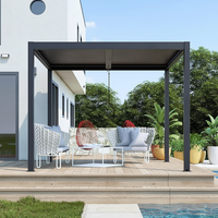 Solution de pergola en aluminium prête à l'emploi, toit à lames modulaires motorisé, fiche technique, certifications de qualité, global