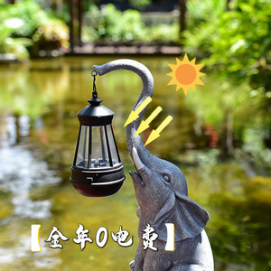 Lampe solaire en résine en forme d'éléphant pour jardin, décoration extérieure, étanche, LED, alimentée par énergie solaire, pour patio et cour - Product Image 3