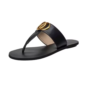 Nouvelles sandales d'été pour femmes, <span class=keywords><strong>tongs</strong></span> décontractées, mules en <span class=keywords><strong>cuir</strong></span> PU, chaussures plates confortables pour femmes - Product Image 1