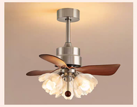 Ventilateur de plafond moderne de 28 pouces avec télécommande, LED, 3 pales en métal, abat-jour en forme de fleur pour salle à manger, salon intérieur