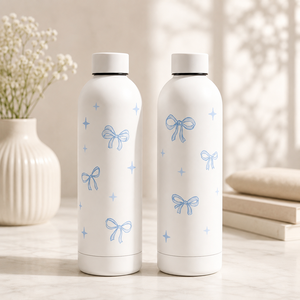 Custom Coquette Bow Graphic Lettering Stainless Steel Double Wall Vacuum Insulated Leakproof <b>Reusable</b> Water Bottle Office <b>Cup</b> - Product Image 1