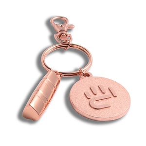 Unique Souvenir Gift Wholesale Factory <b>Custom</b> Embossed Logo Design Luxury Gold Rose <b>Keychain</b> - Product Image 4