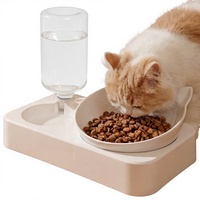 Distributeur d'eau automatique pour animaux de compagnie et bol à boire deux-en-un pour chat/chien avec alimentation automatique
