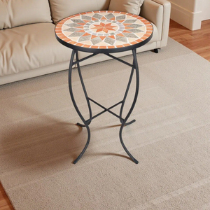 Ensemble de meubles de <span class=keywords><strong>bistrot</strong></span> vintage français en mosaïque, <span class=keywords><strong>table</strong></span> <span class=keywords><strong>ronde</strong></span> en <span class=keywords><strong>fer</strong></span> <span class=keywords><strong>forgé</strong></span> pour jardin, balcon - Product Image 5