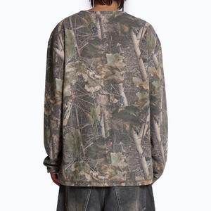 Custom Logo Woodland Camo Waffle <b>Long</b> Sleeves Top Oversized T-Shirt Fashion Cotton Streetwear Casual <b>Tshirt</b> for Men - Product Image 3