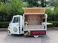 Tricycle de cuisine mobile pour restauration rapide, remorque de vente ambulante, chariot de vente de boissons Boba Tea - Acier inoxydable, capacité de 200 unités