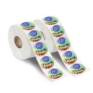 Étiquettes de remerciement d'étiquette holographique étanche auto-adhésives personnalisées - Product Image 2