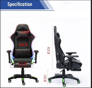 <span class=keywords><strong>Silla</strong></span> para juegos de carreras Black <span class=keywords><strong>Scorpion</strong></span> 2025 con reposapiés de cuero Pu giratorio LED RGB para jugadores y uso en la oficina - Product Image 3