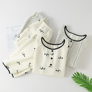 Pigiami invernali da donna traspiranti con stampa <span class=keywords><strong>Panda</strong></span> all'ingrosso elasticizzati in vita - Product Image 4