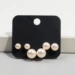 Korean Vintage Premium Fresh Water Pearl Resin beads Fashion Jewelry Earrings 3 pairs/set elegant women's acrylic stud earrings