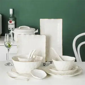 Wedding elegance fine quality glazed dinnerware home goods white porcelain dinner set