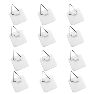 White Square <b>Plastic</b> Slip <b>Hooks</b> With Metal Triangular Hangers For Picture Hanging - Product Image 1