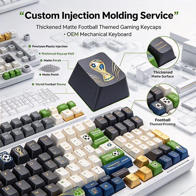 Custom Injection Molding Service Thickened Matte World Football Themed Personalized Gaming Keyboard Keycaps OEM Mechanical ODM