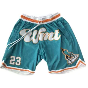 Double Layer Casual Drawstring Shorts Polyester Mesh Mens Gym Shorts With Stitched Custom Logo