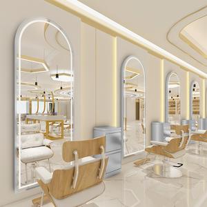 Winplus negozio di lusso oro barbiere progetta parete parrucchiere bellezza parrucchiere <span class=keywords><strong>specchio</strong></span> salone con luci a led - Product Image 3