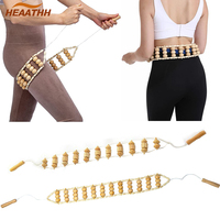Rouleau massant en bois naturel, ceinture massante pour le dos, thérapie, anticellulite, 1 pièce, 36 boules