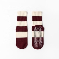 Chaussettes de sport antidérapantes mi-mollet en coton avec logo personnalisé brodé et rayures pour la gym, le fitness, le yoga et le pilates