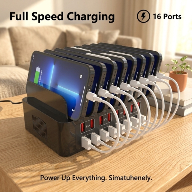 Factory Direct OEM Multi Device USB Charging Station 150W 16 Port Desktop Organizer Dock Fast Power Adapter for Office and Home