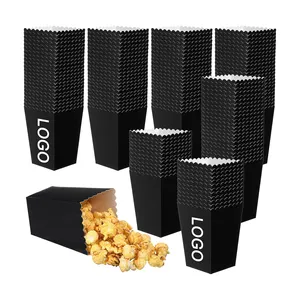 Vente en gros taille personnalisation cinéma noir contenants à emporter de haute qualité snack frites boîtes de pop-corn imprimées sur mesure