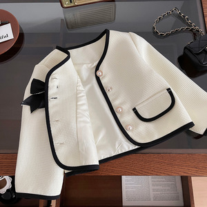 New Spot Wholesale Black Luxury Autumn Set Black Bow <b>Cardigan</b> Long-<b>Sleeved</b> Set + <b>Short</b> Skirt Girls Set Three-Piece Suit - Product Image 4