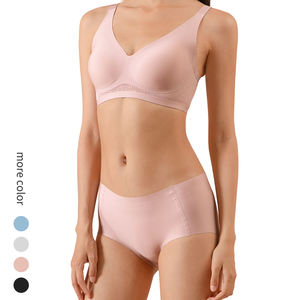 <span class=keywords><strong>Sujetador</strong></span> de dormir sin aros de seda helada con encaje acolchado y soporte, de tela de malla suave con empalmes, sin costuras, con logotipo personalizado, para uso diario, para mujeres y niñas - Product Image 6