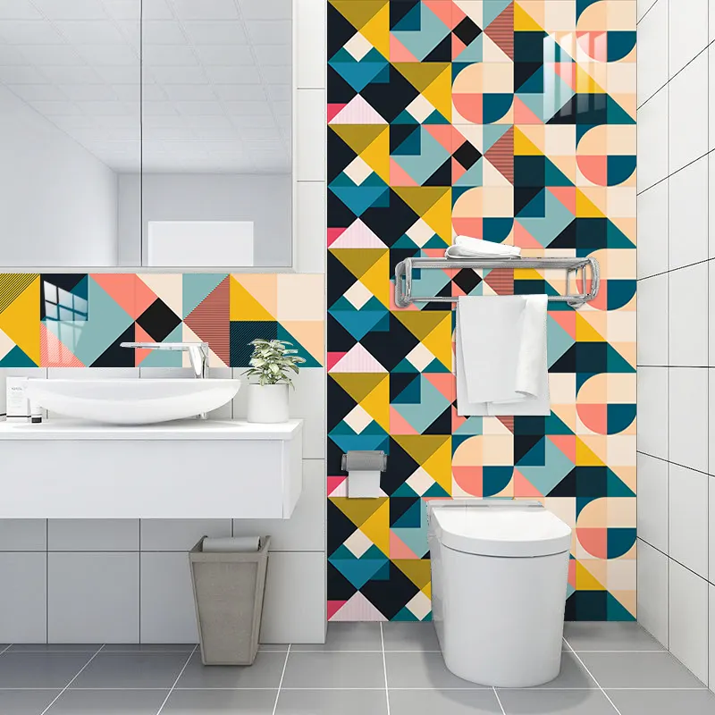 New Design Nordic Style Colorful Geometric Patterns Home Living Room Decor Self Adhesive Tile Stickers
