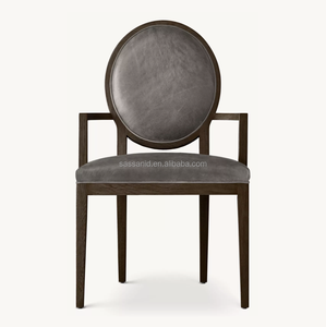 Chaise de salle à manger classique Sassanide, <span class=keywords><strong>fauteuil</strong></span> de salle à manger <span class=keywords><strong>rond</strong></span> en <span class=keywords><strong>cuir</strong></span> contemporain à la française - Product Image 2