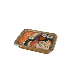Contenedores de Sushi Dorados al por Mayor, Cajas de Plástico PET de Grado Alimenticio para Llevar Sushi, Suministros para Restaurantes Asiáticos - Product Image 1