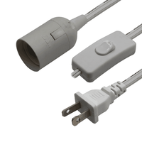 Câble d'alimentation pour lampe avec douille E26 et interrupteur intégré, câble PVC blanc 15A, prise Nema pour appareils électroménagers