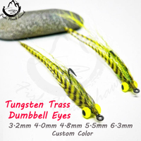 Großhandel mehrfarbig 3,2mm 4,0mm 4,8mm 5,5mm 6,3mm Hantel augen aus Wolfram und Messing für Fliegen binde material