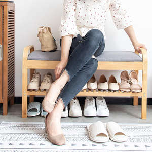 Scarpiera di bambù moderno cuscino morbido Design semplice pieghevole cambio scarpe <span class=keywords><strong>panca</strong></span> per la casa soggiorno o uso <span class=keywords><strong>esterno</strong></span> - Product Image 4
