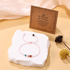 Nouveau Style enfants cadeau d'anniversaire pierre naturelle réglable perlé <span class=keywords><strong>Bracelet</strong></span> couleur bonbon carte d'anniversaire personnalisé 4-12e anniversaire - Product Image 3