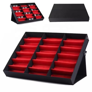 Custom Luxe Zonnebril Vitrine Case Hot Selling Eyeglasshow Case 18 Slots Handgemaakte Glazen Opbergvak