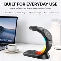 Station de charge sans fil magnétique 3 en 1, charge rapide 15W, station d'accueil de bureau pour téléphone, écouteurs TWS, montre connectée avec lumière RGB